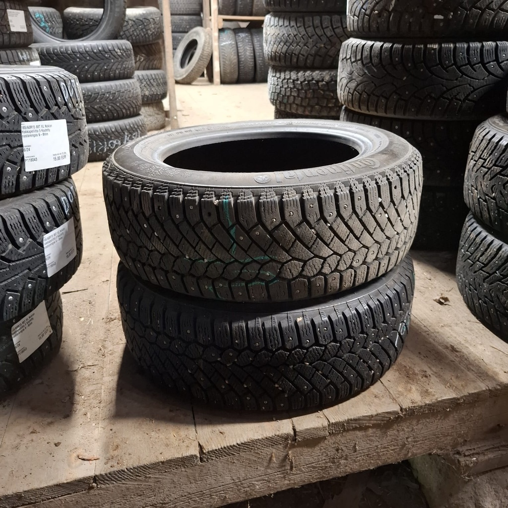 185/60R15 88T XL Continental IceContact Käytetty nastarengas 6-7mm DOT-11 ja -12