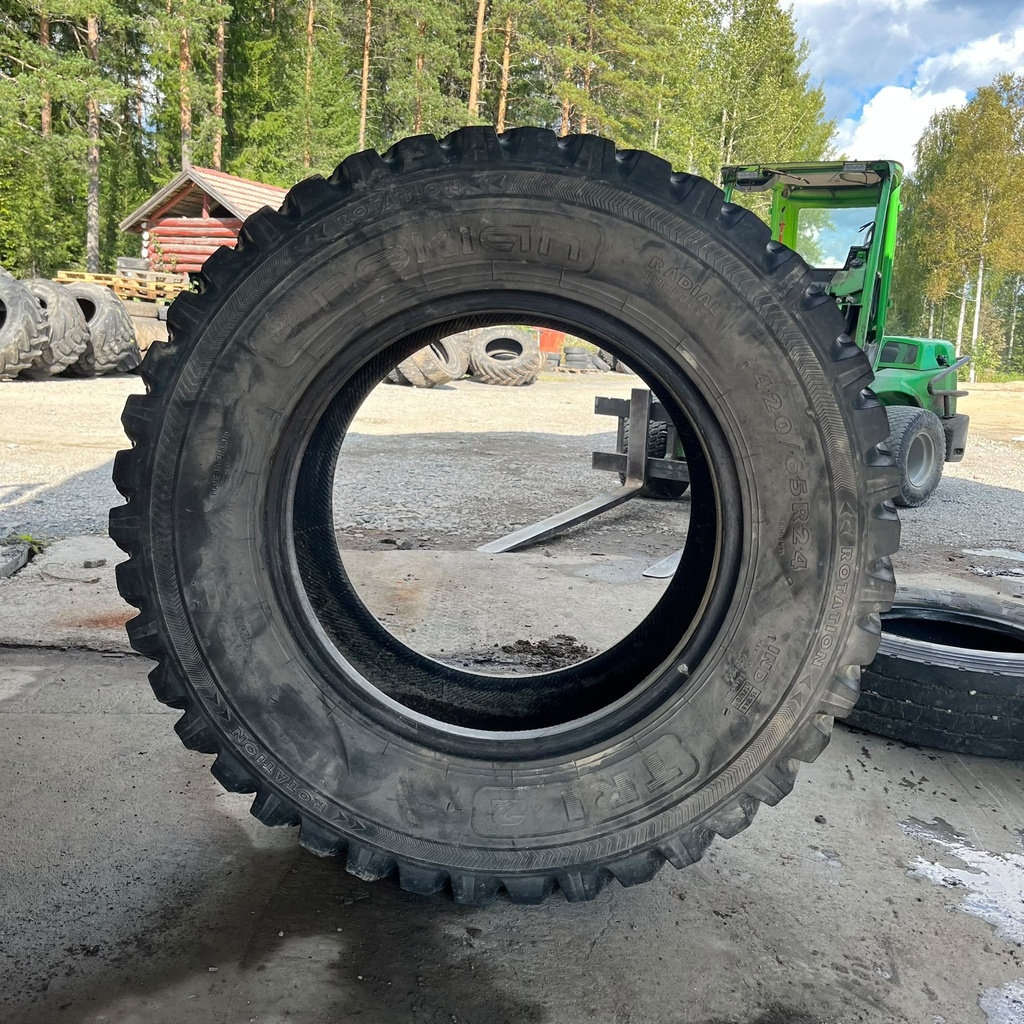 420/65R24 151A8 146D Nokian TRI 2  Käytetty palapintarengas 6mm DOT-07 Tubeless (Paistokorjattu)
