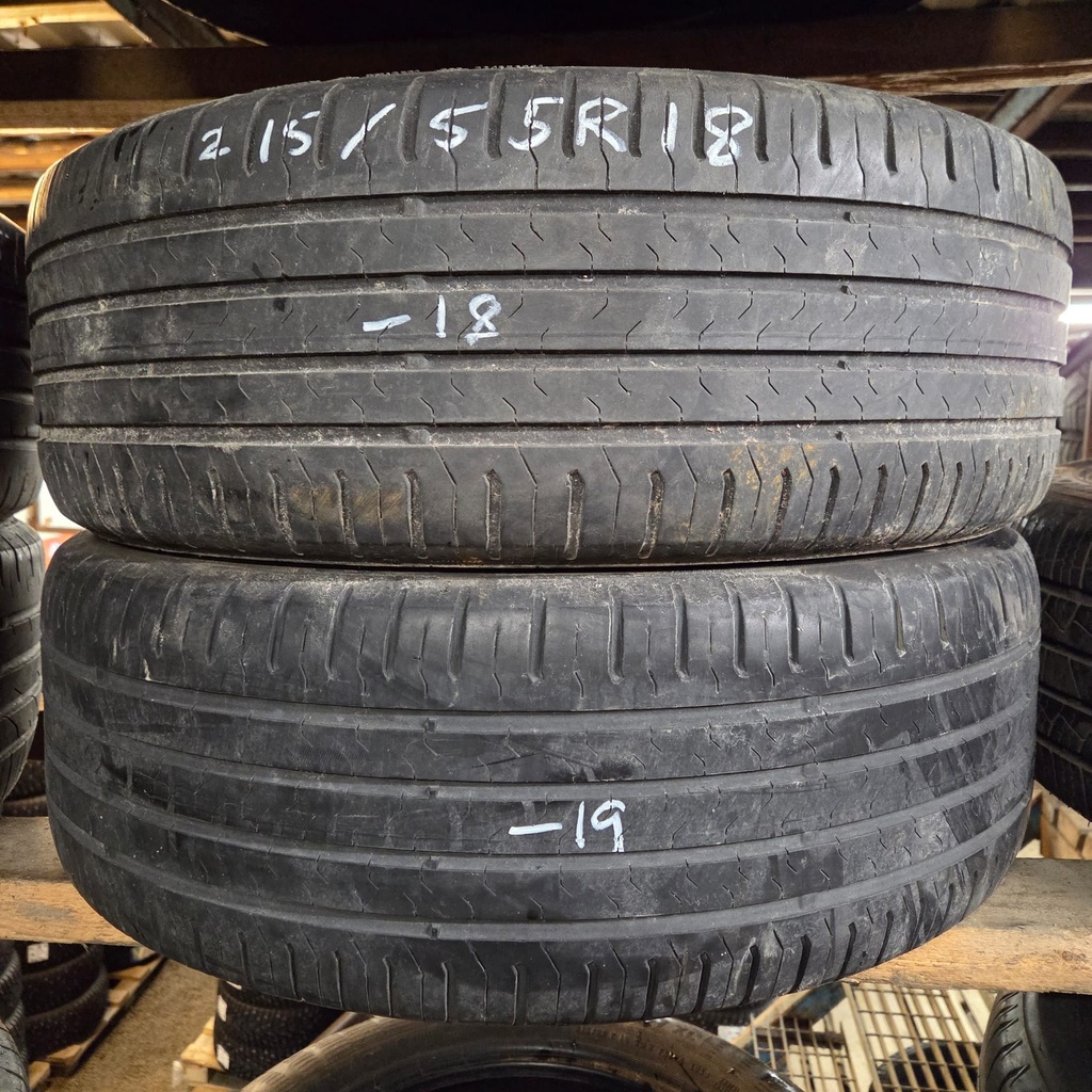 215/55R18 99V XL Continental EcoContact 5 Käytetty kesärengas 3-4mm DOT-18 -19
