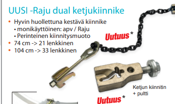RAJU DUAL APV 33 P 110cm KIINNITYS KETJU (TÄYDELLINEN) (POISTO TUOTE)