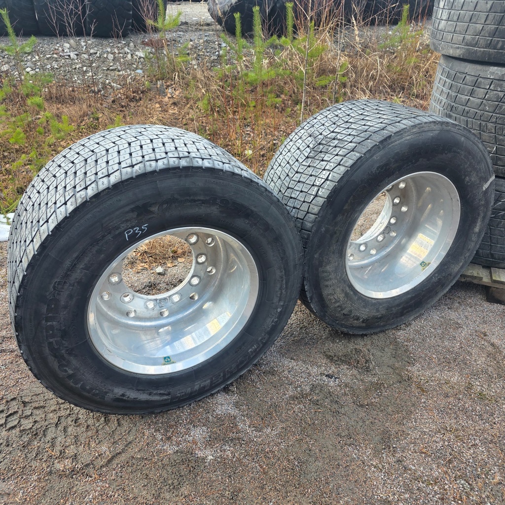 495/45R22.5 169K MICHELIN XDN2 GRIP Käytetty KA-rengas vanteella DOT-10  12mm Alumiinivanne 17.00x22.5 Jako: 10x335 Kr:221mm ET: -50